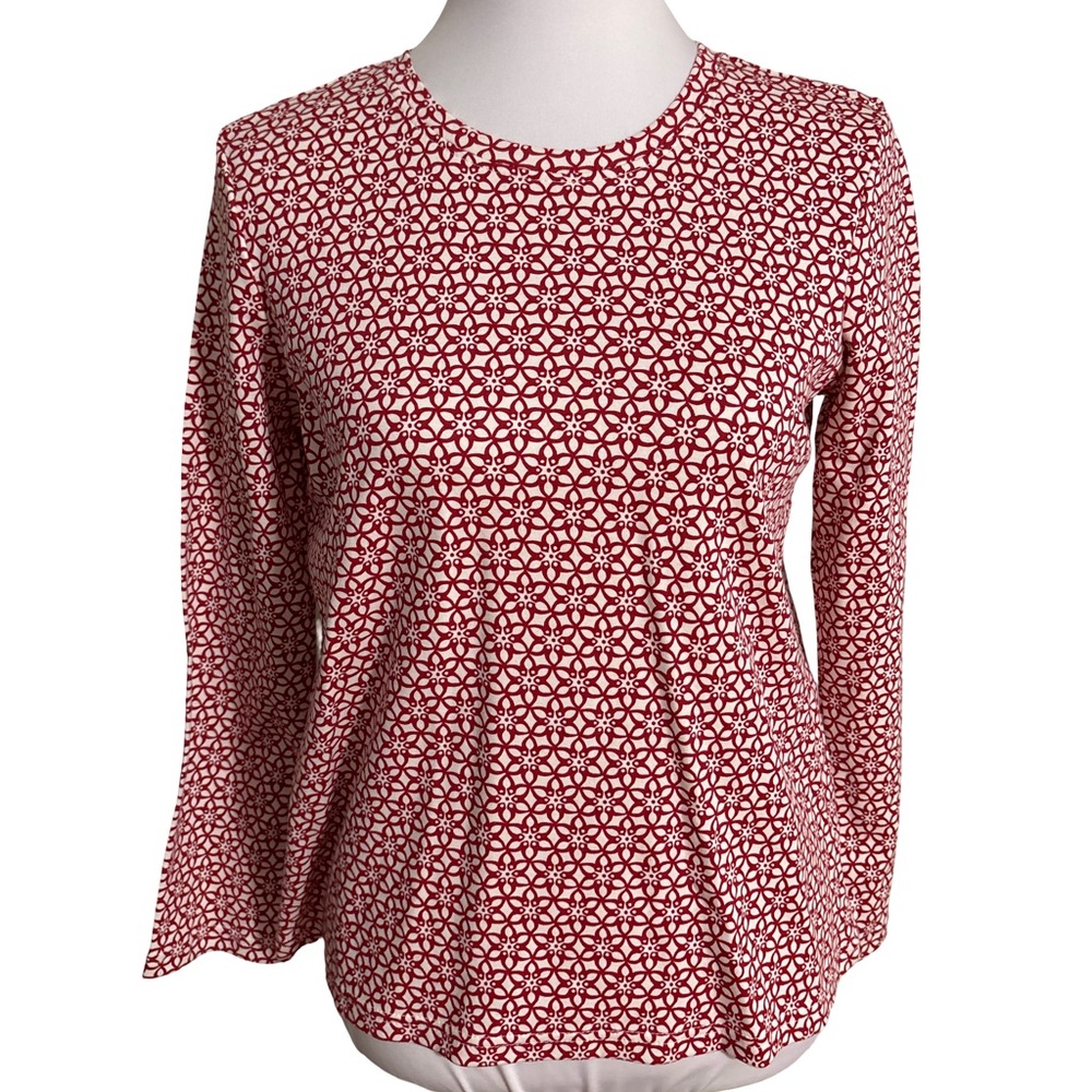 Laura Scott Red Geometric Long Sleeve Top